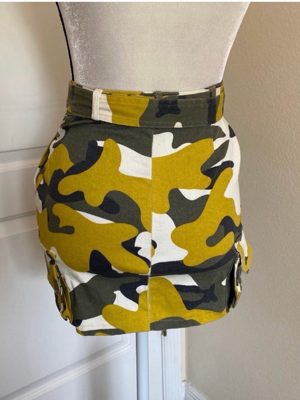 Fashion Nova Mustard & Olive Camo Mini Skirt - Picture 2 of 6